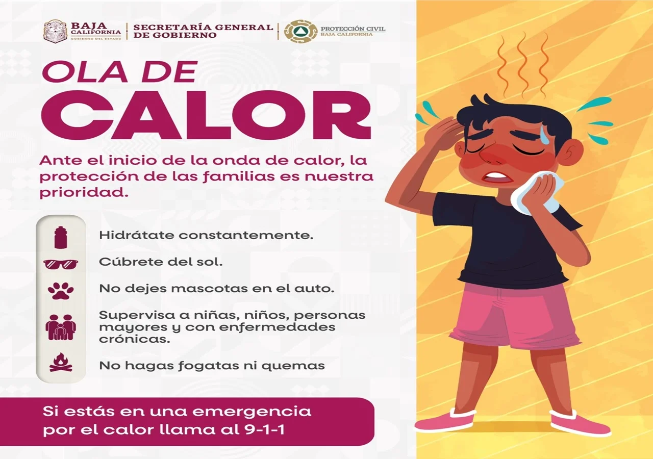 ADVIERTE PROTECCIÓN CIVIL BC ANTE OLA DE CALOR EN LA ENTIDAD